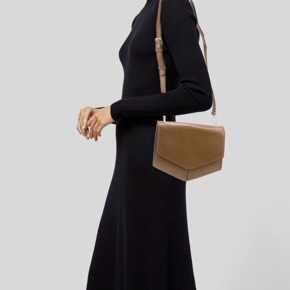 Sandro Leather Shoulder Bag with Chain Detail - Picture 1 of 9